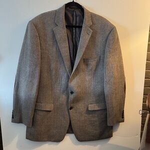 Lauren Ralph Lauren Brown Herringbone Classic Men Blazer Suede Elbow Patches